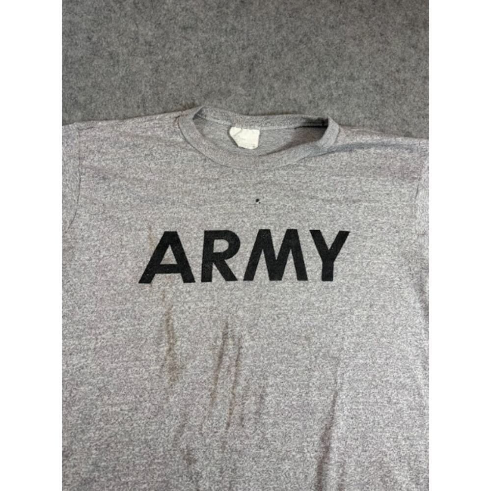 VTG Army Military Graphic Tee Shirt Mens Large Gray Heather Champion Knitwear